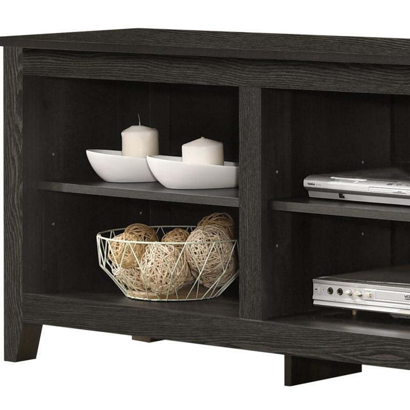70″W TV Stand with Open Shelves and Cable Management