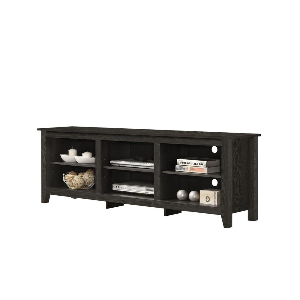 70″W TV Stand with Open Shelves and Cable Management