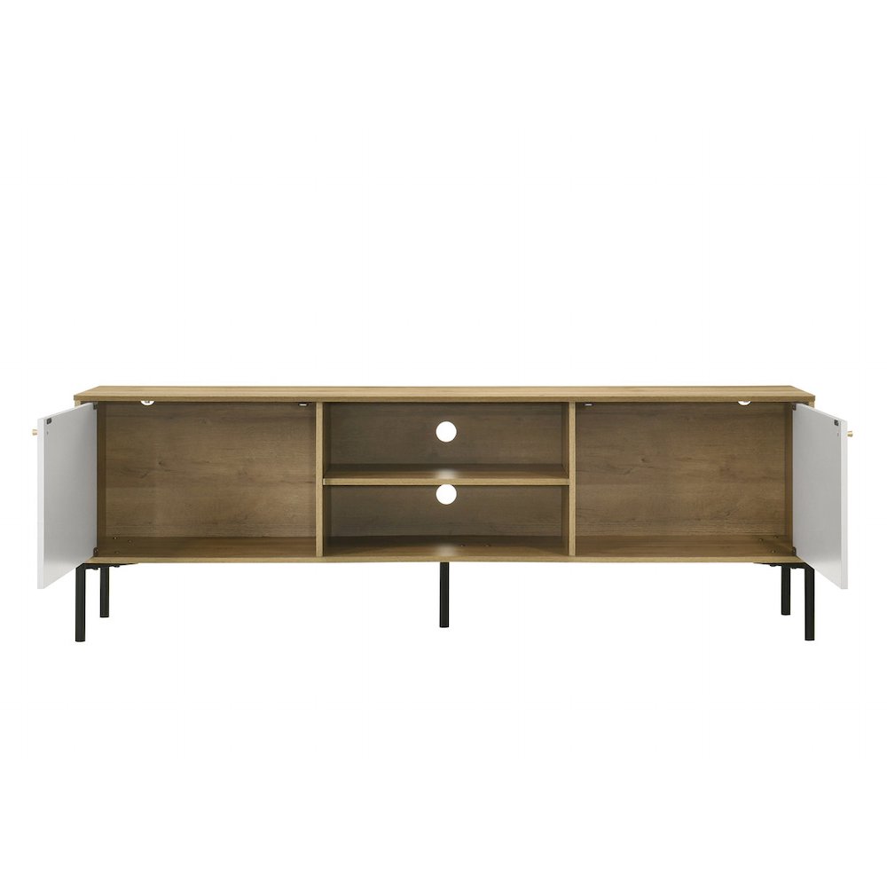 Burke 70″W White and Oak 2-Door TV Stand