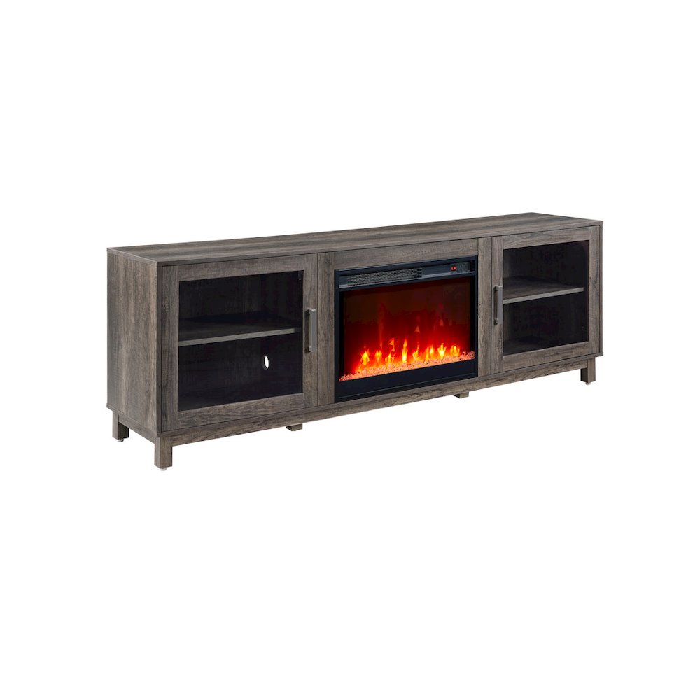 Summit 70″W Gray Walnut Finish TV Stand Console with Fireplace and Heater