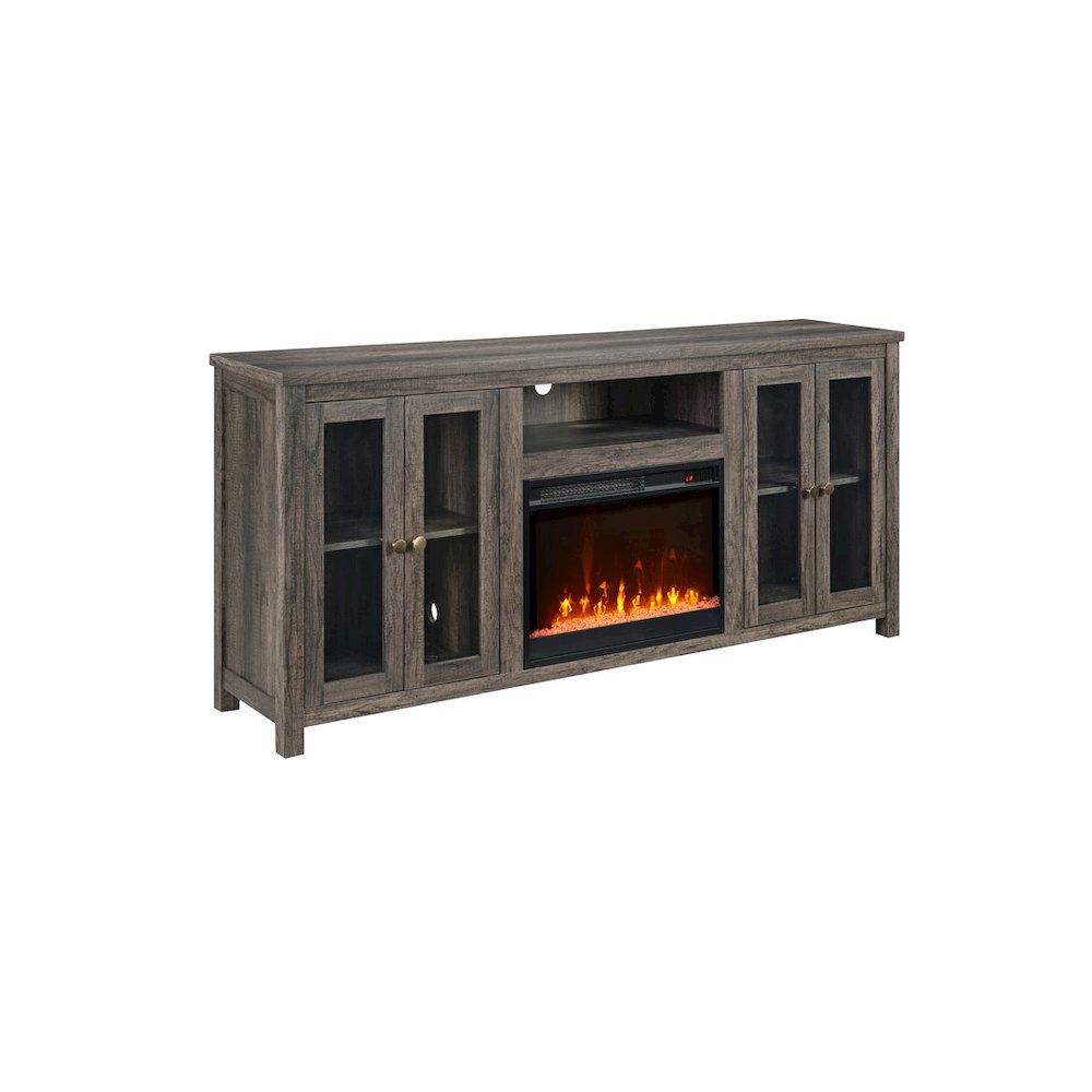 Ellington 70″W Gray Walnut Finish Fireplace TV Stand Console with Heater