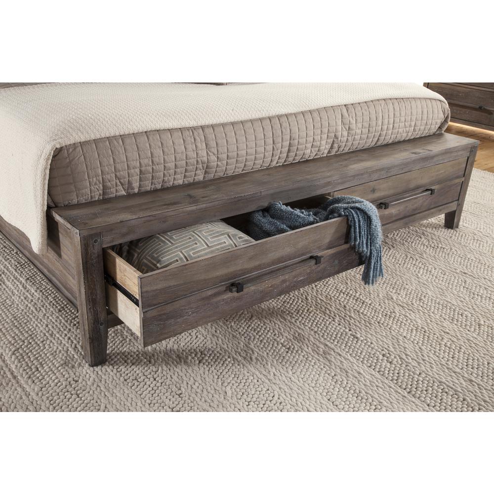 Aurora King Panel Bed – With Storage Footboard – Weathered Grey