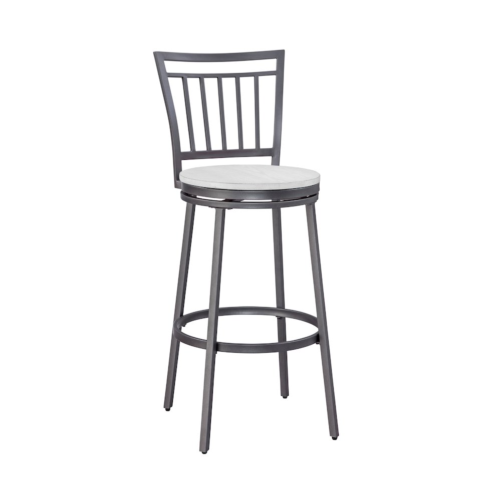 Stockton 30″ Metal Swivel Stool – Slate Grey – White Oak Seat