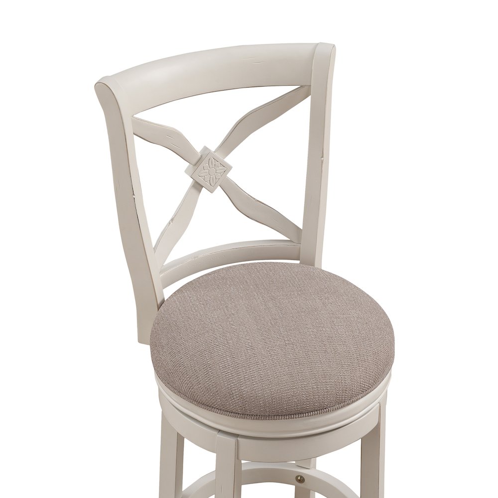 Accera 34″ Swivel Stool – Distressed Antique White
