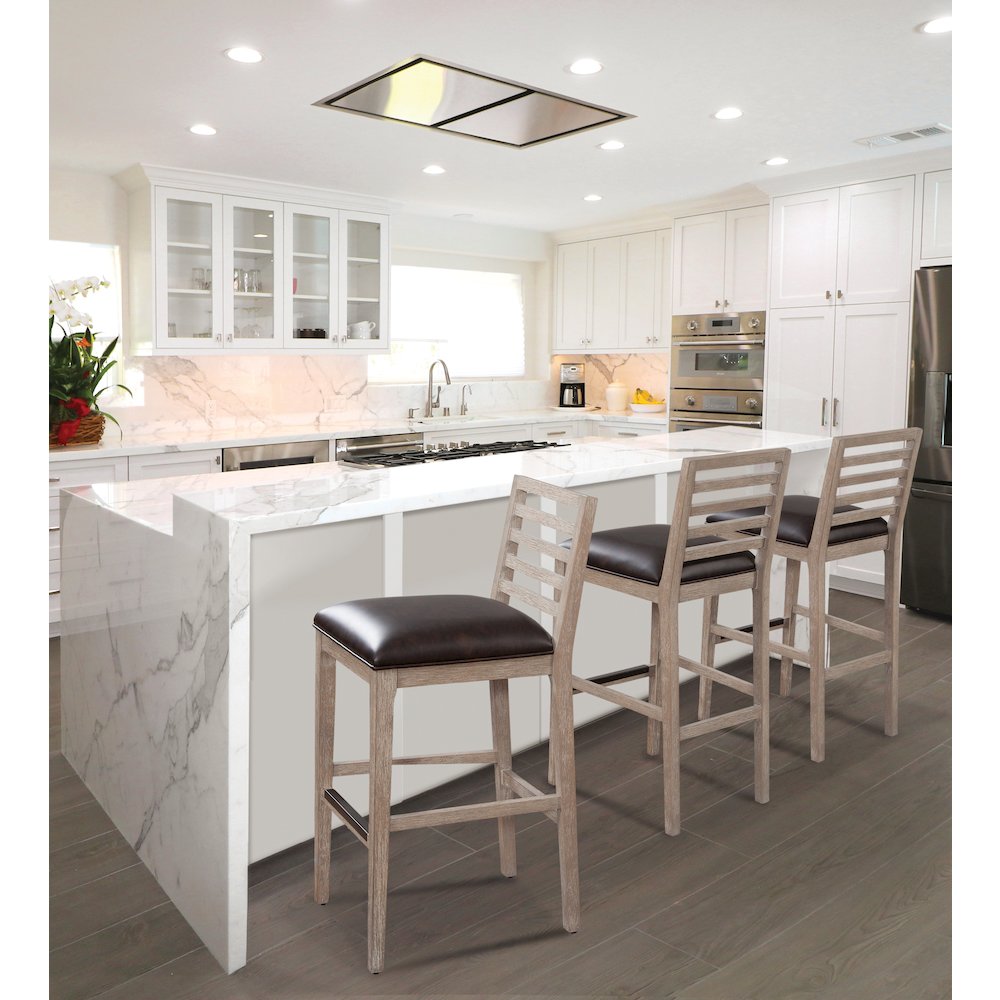 Siri 26″ Wood Stool – Driftwood Grey
