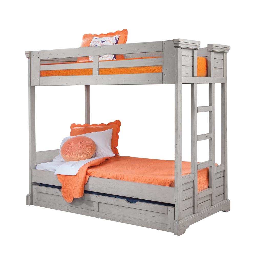 Stonebrook Twin Over Twin 3/3 over 3/3 Bunkbed – Light Distressed Antique Gray