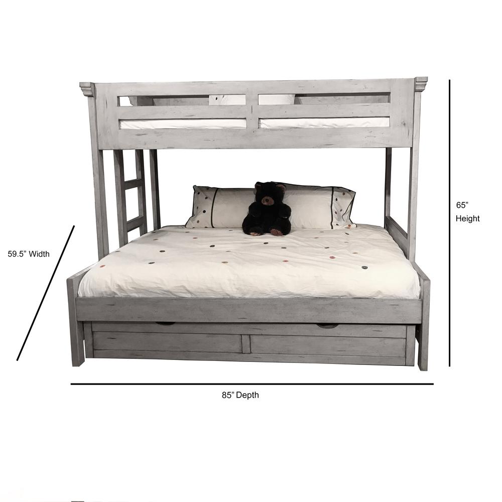 Stonebrook Twin Over Full 3/3 Over 4/6 Bunkbed – Light Distressed Antique Gray