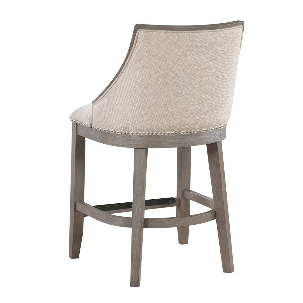 Keller Counter Height Stool 26″ – Beige Fabric – Greywood Finish