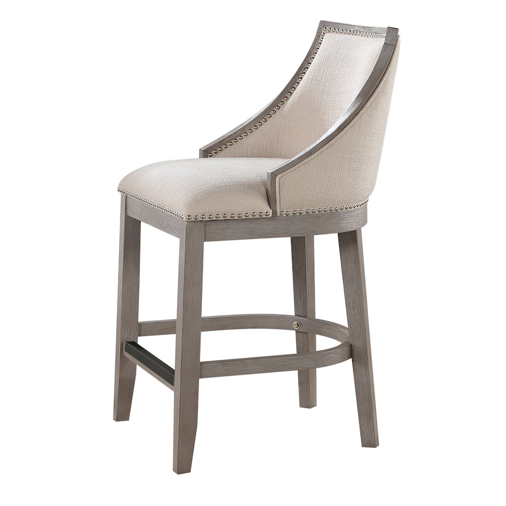 Keller Counter Height Stool 26″ – Beige Fabric – Greywood Finish