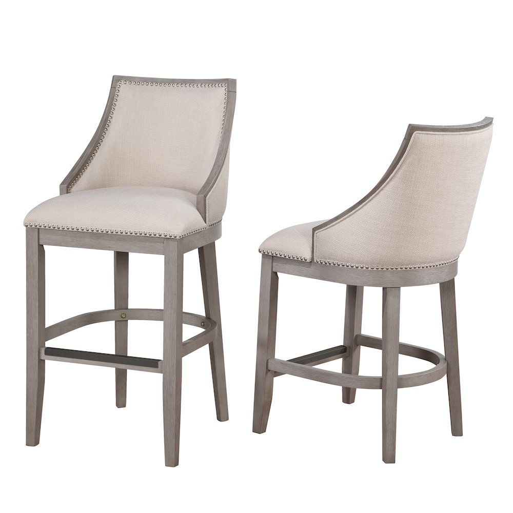 Keller Counter Height Stool 26″ – Beige Fabric – Greywood Finish