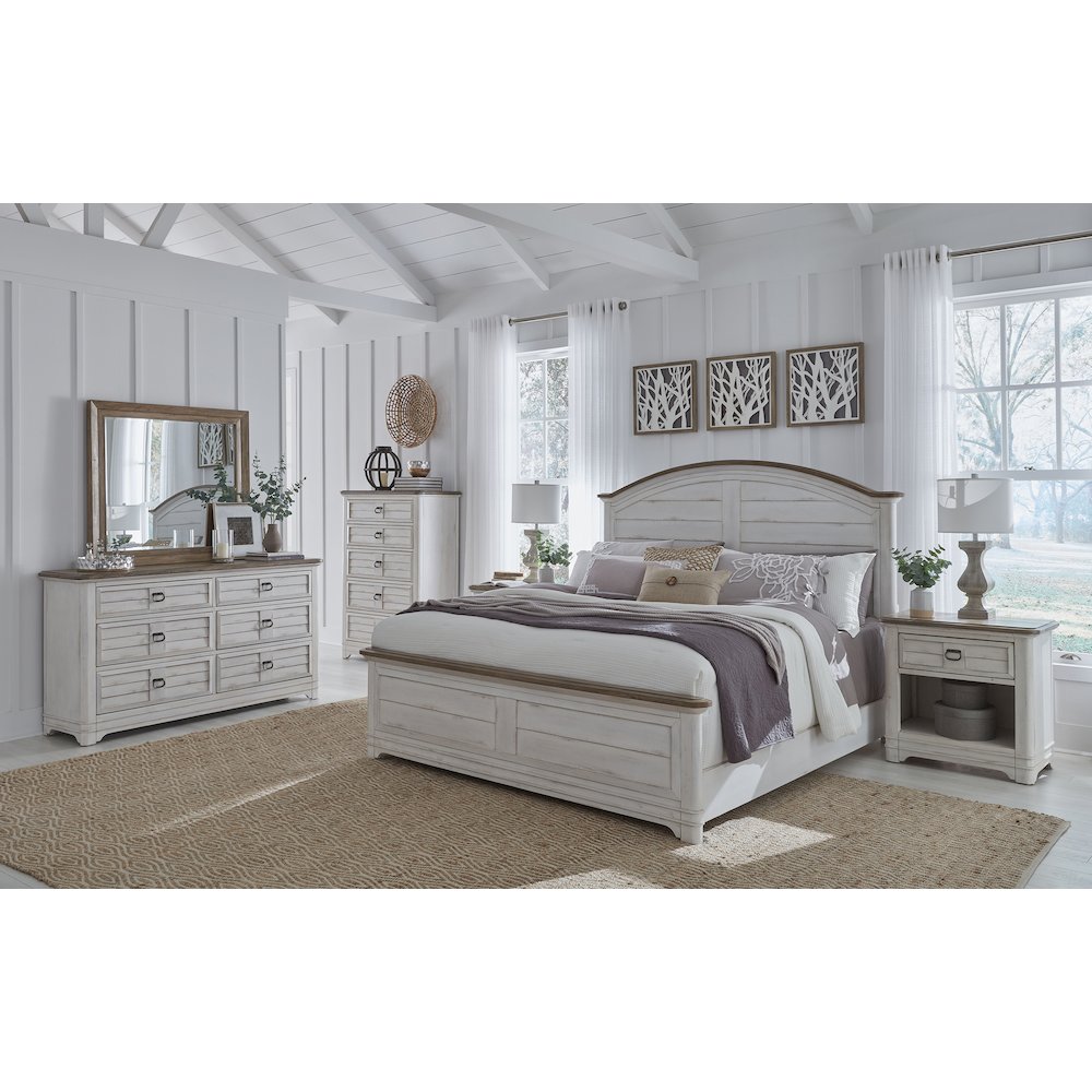 Meadowbrook Arched Queen Bed – Whitewash – Sand Top