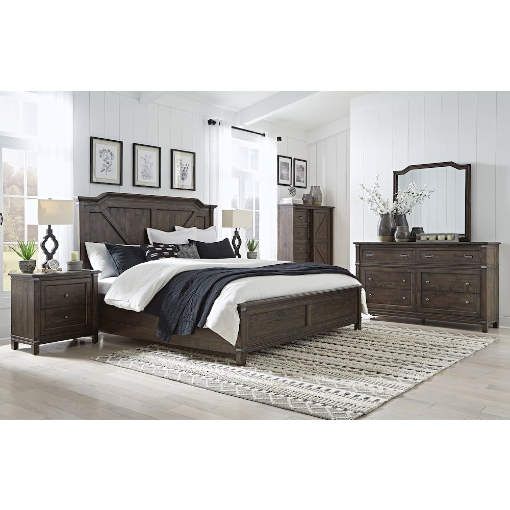 Farmwood Queen Panel Bed – with Panel Footboard – Whiskey Barrell