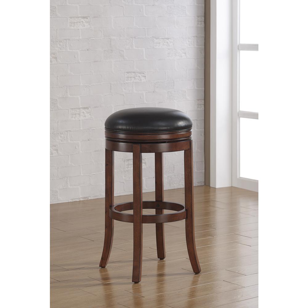Stella 30″ Backless Swivel Stool – Medium Walnut