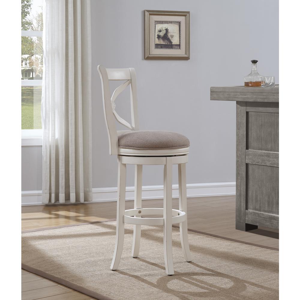 Accera 30″ Swivel Stool – Distressed Antique White