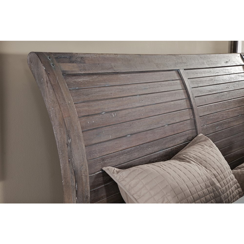 Aurora Queen Sleigh Bed – With Storage Footboard – Weathered Grey