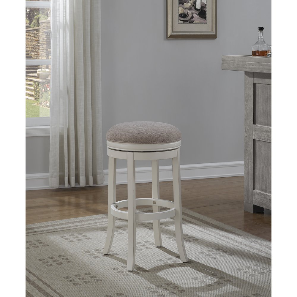 Aversa 34″ Backless Swivel Stool – Distressed Antique White