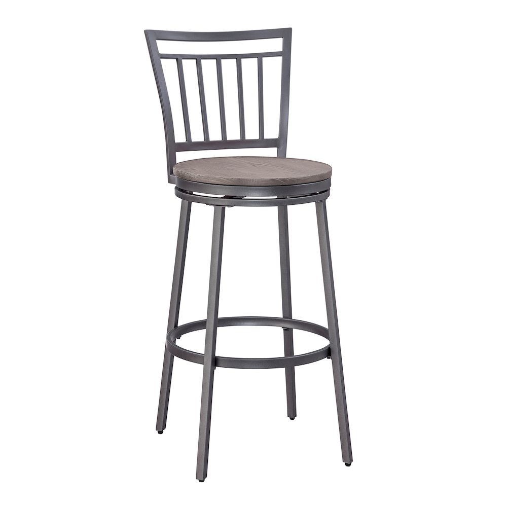 Stockton 30″ Metal Swivel Stool – Slate Grey – Grey Oak Seat