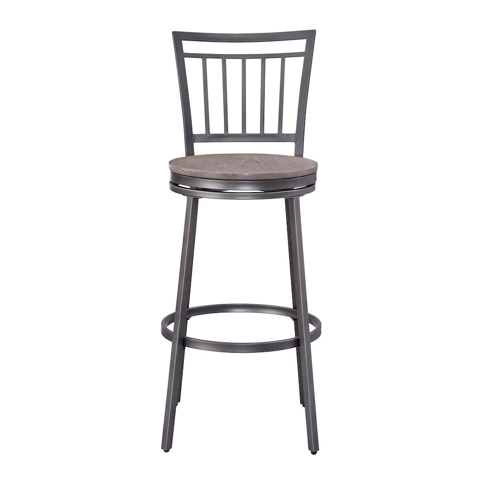 Stockton 30″ Metal Swivel Stool – Slate Grey – Grey Oak Seat