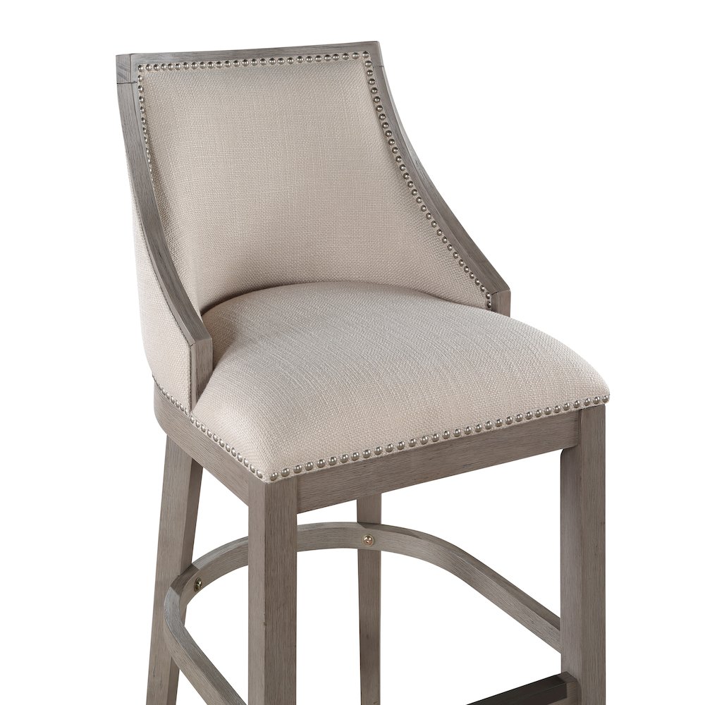 Keller Counter Height Stool 30″ – Beige Fabric – Greywood Finish