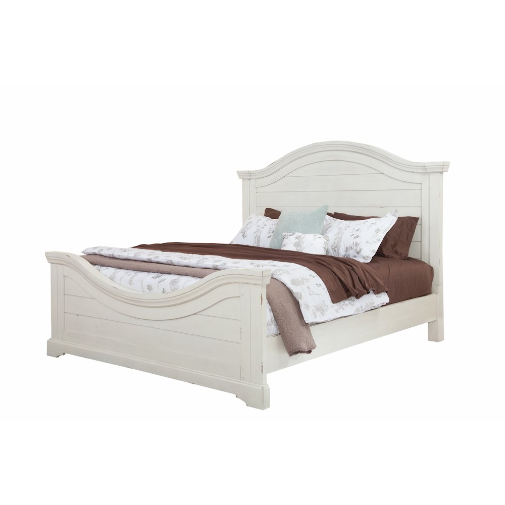 Stonebrook Queen Panel Bed – Distressed Antique White