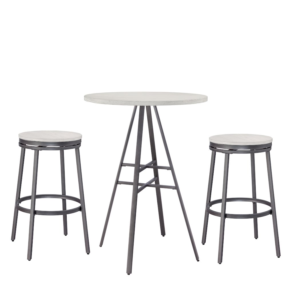3 Piece Pub Table Set – with Backless Barstools – Slate Grey/Whitewashed