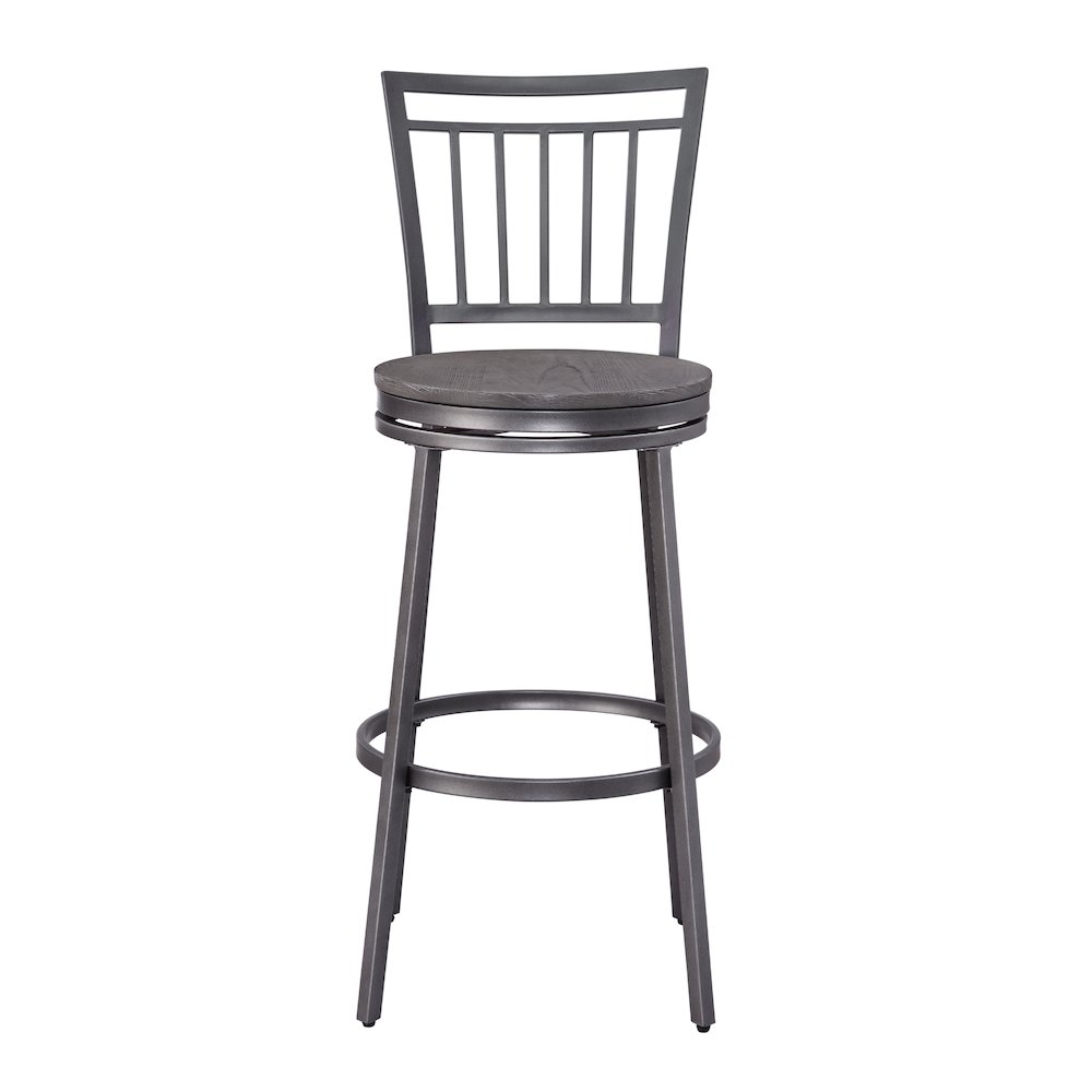 Stockton 25″ Metal Swivel Stool – Slate Grey – Grey Oak Seat
