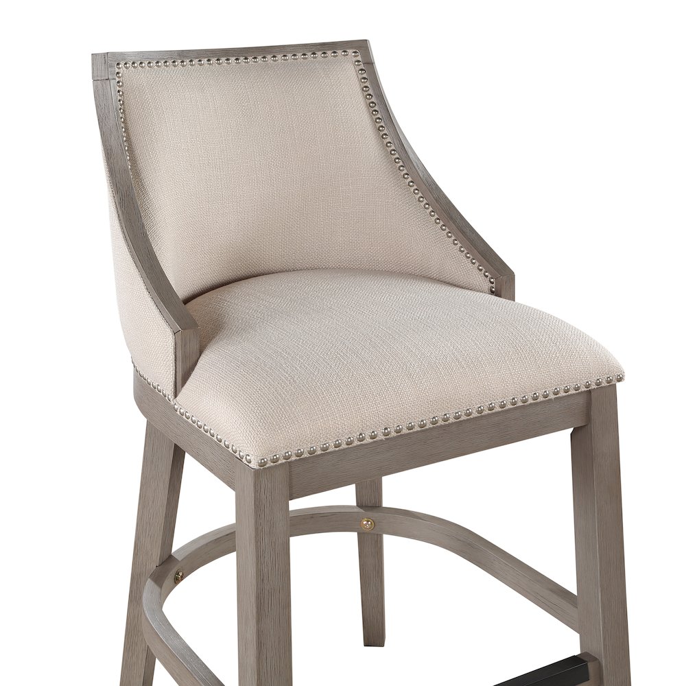 Keller Counter Height Stool 26″ – Beige Fabric – Greywood Finish