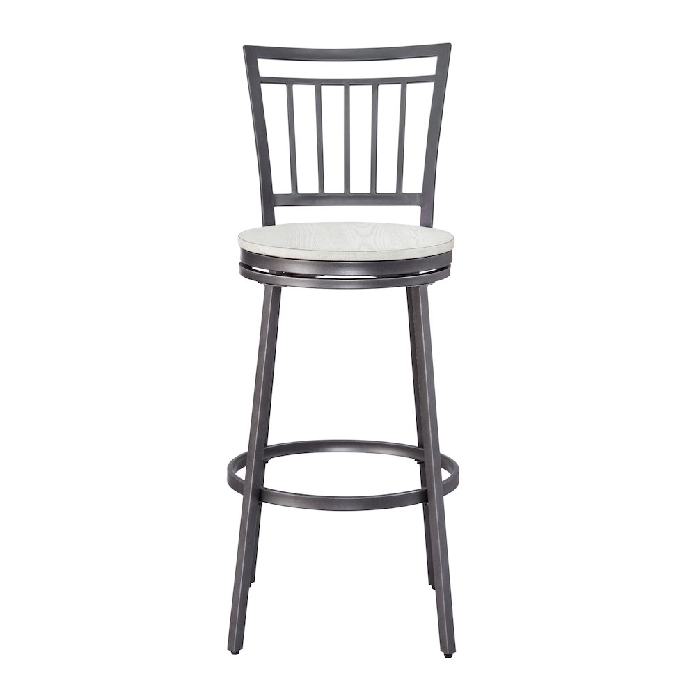 Stockton 30″ Metal Swivel Stool – Slate Grey – White Oak Seat