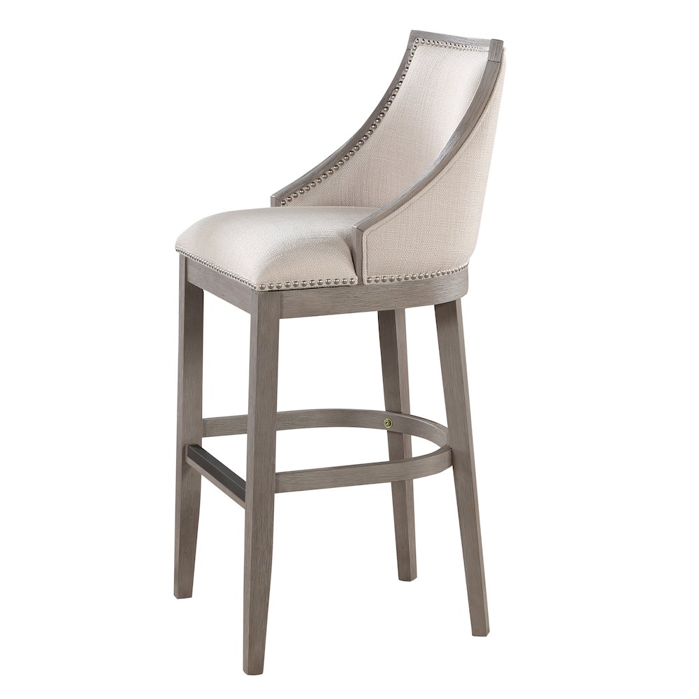 Keller Counter Height Stool 30″ – Beige Fabric – Greywood Finish