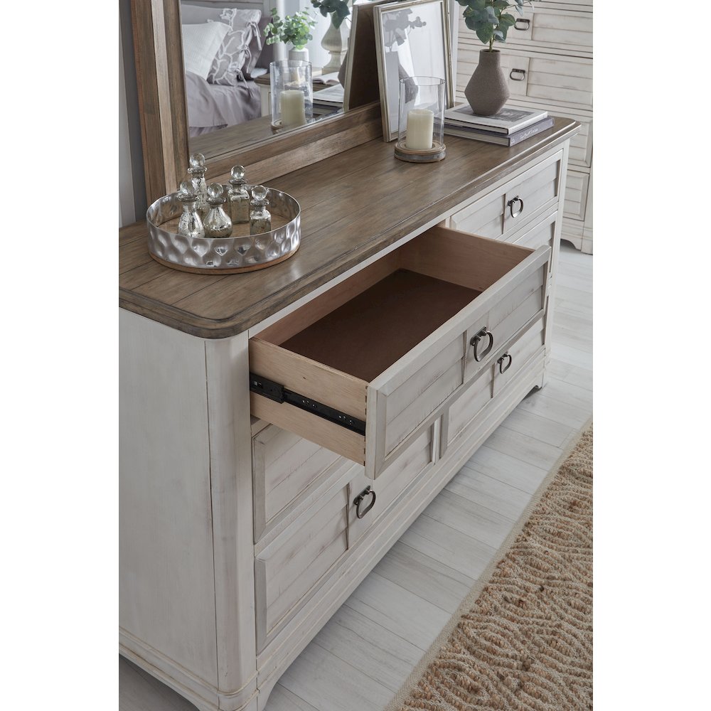 Meadowbrook Double Dresser with Mirror – Whitewash