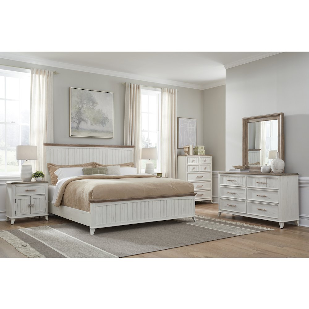 Beach Comber Full Headboard – Weathered White – Sand Top