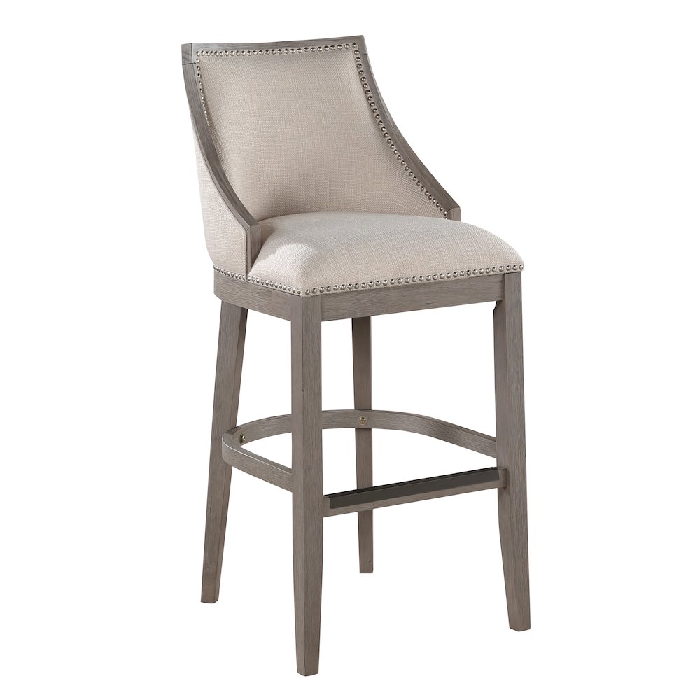 Keller Counter Height Stool 30″ – Beige Fabric – Greywood Finish