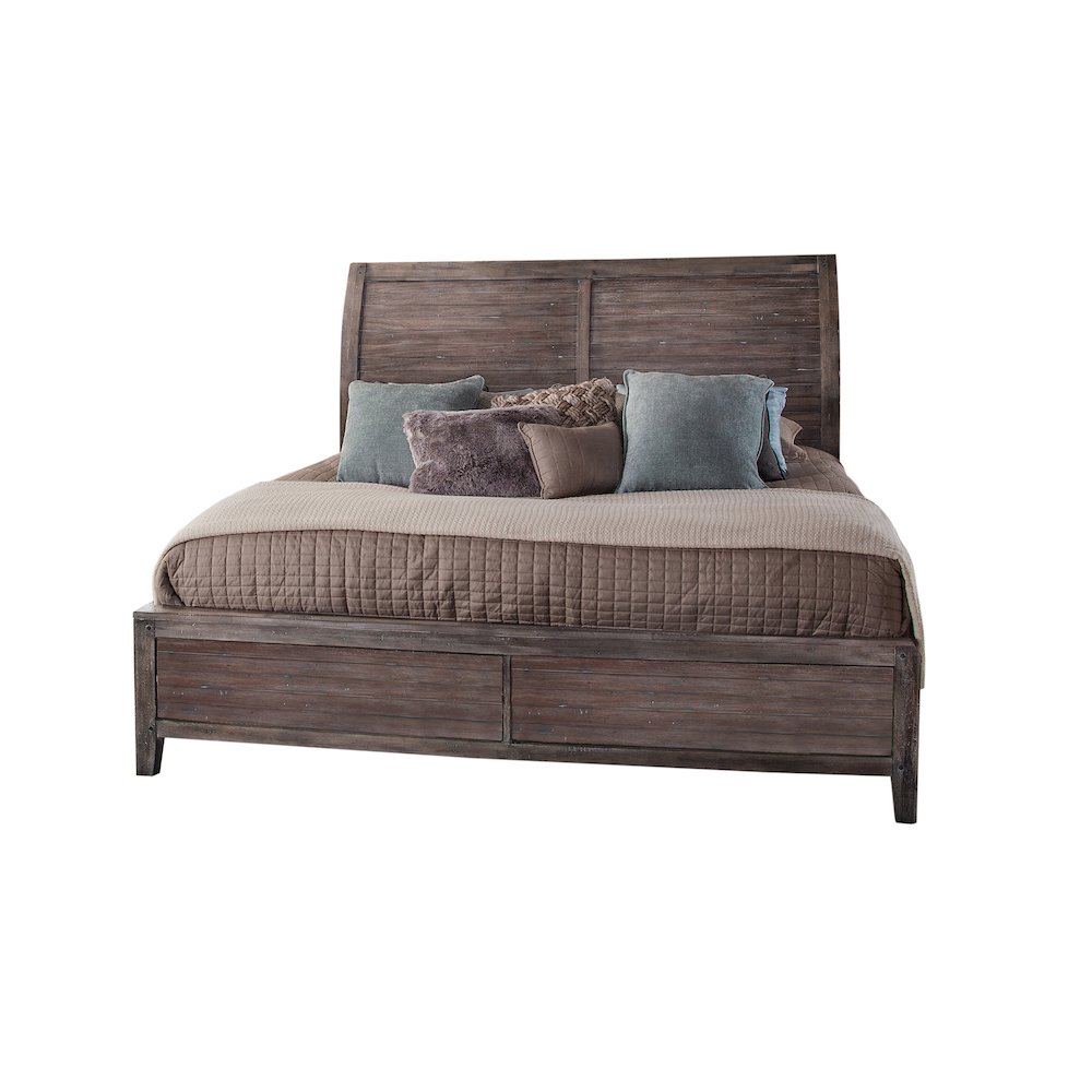 Aurora King Sleigh Bed – With Panel Footboard – Weathered Grey