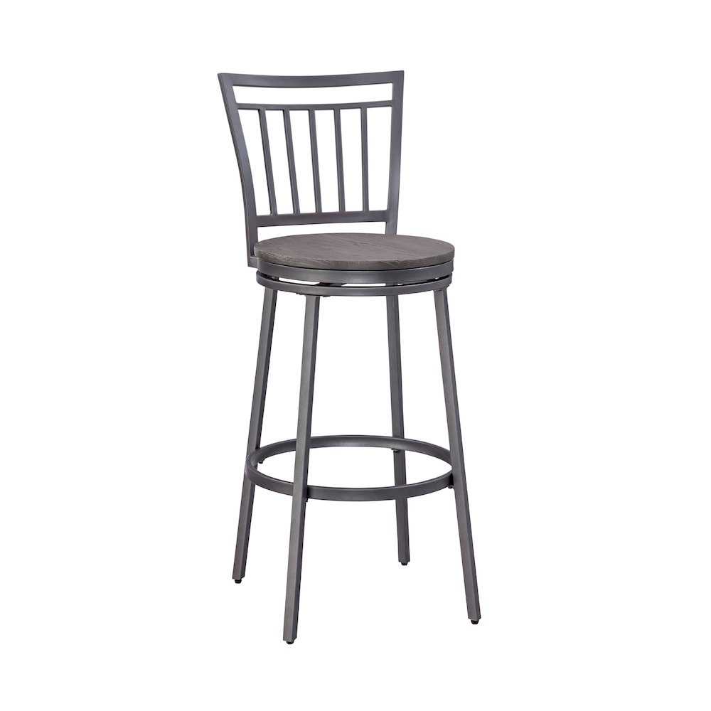 Stockton 25″ Metal Swivel Stool – Slate Grey – Grey Oak Seat
