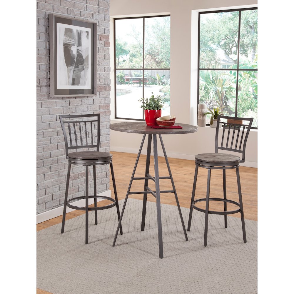 Stockton 30″ Metal Swivel Stool – Slate Grey – Grey Oak Seat