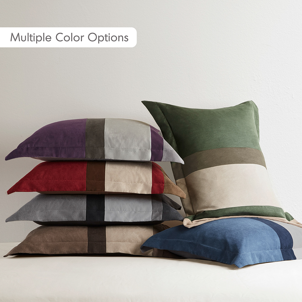 Highland Stripe Pieced Faux Suede Comforter Set
