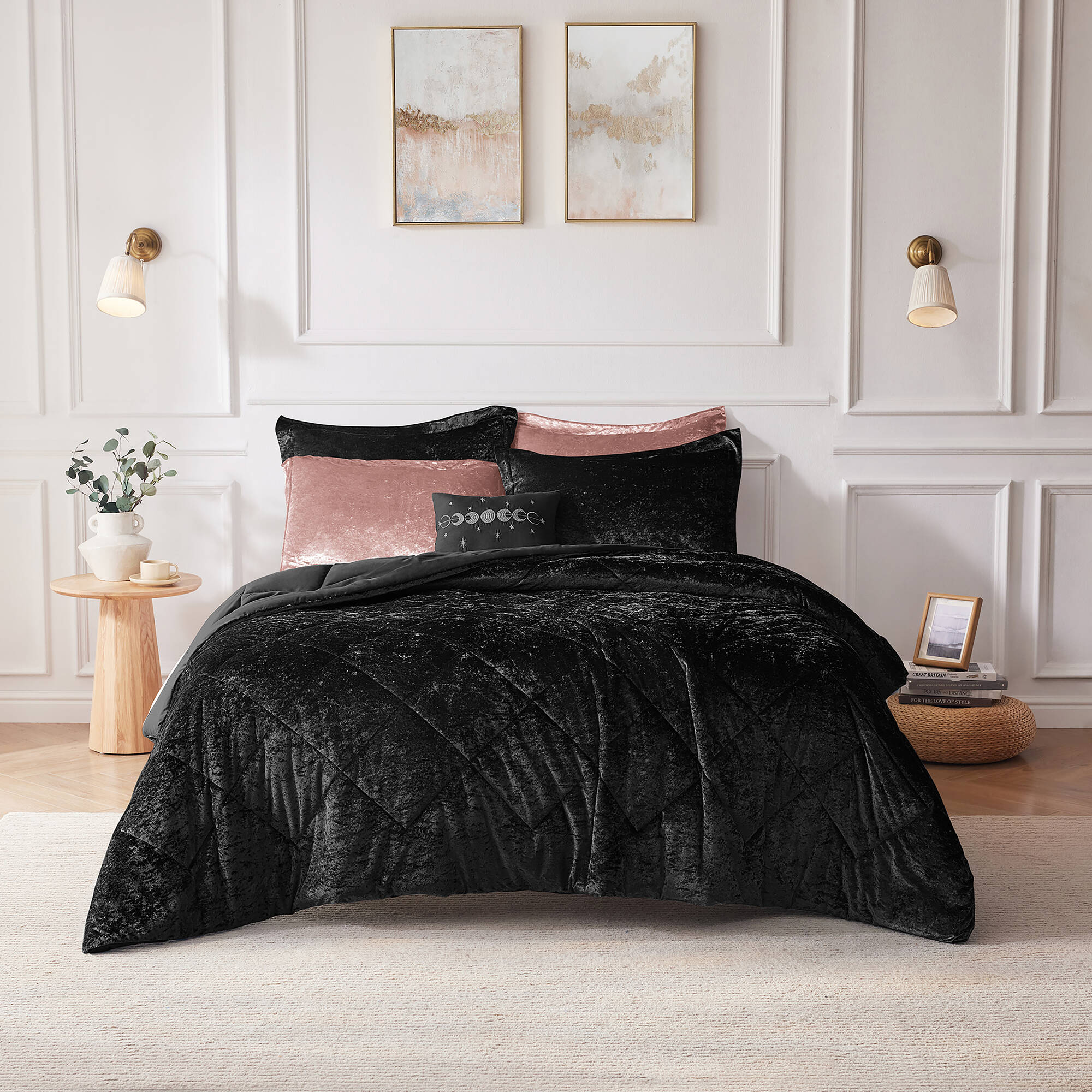 Felicia Velvet Comforter Set with Throw Pillow