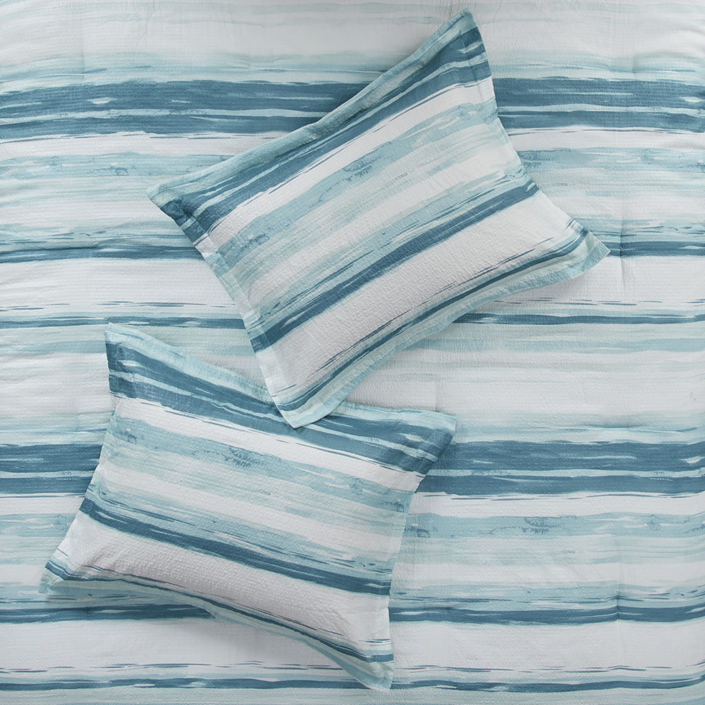 Marina 8 Piece Printed Seersucker Comforter and Quilt Set Collection