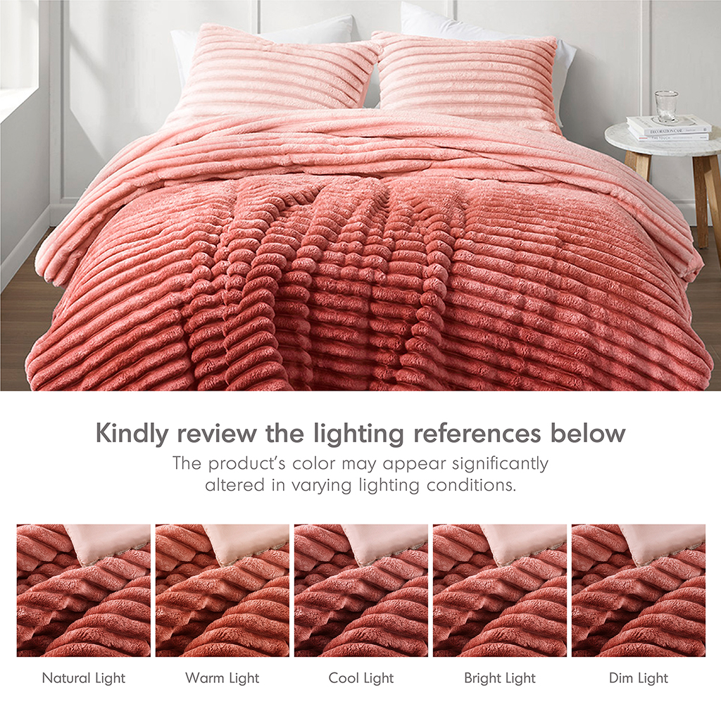 Avril Fluffy Ribbed Plush Comforter Set