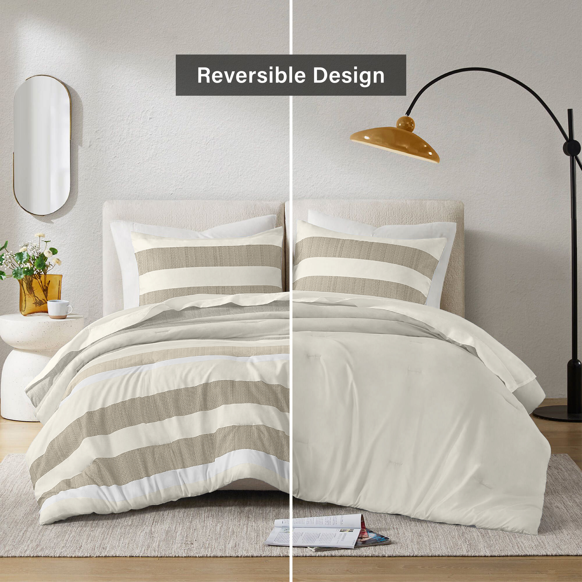 Blais Stripe Textured Print Comforter Set