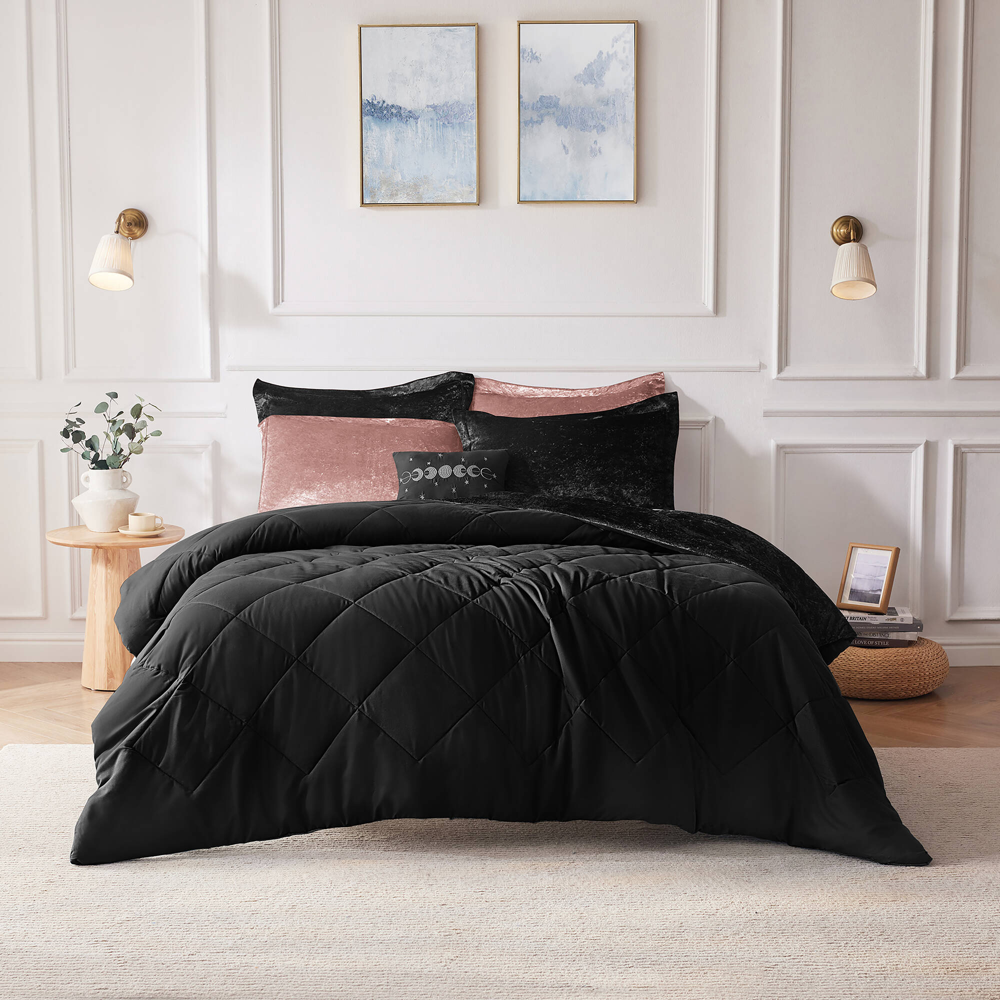 Felicia Velvet Comforter Set with Throw Pillow