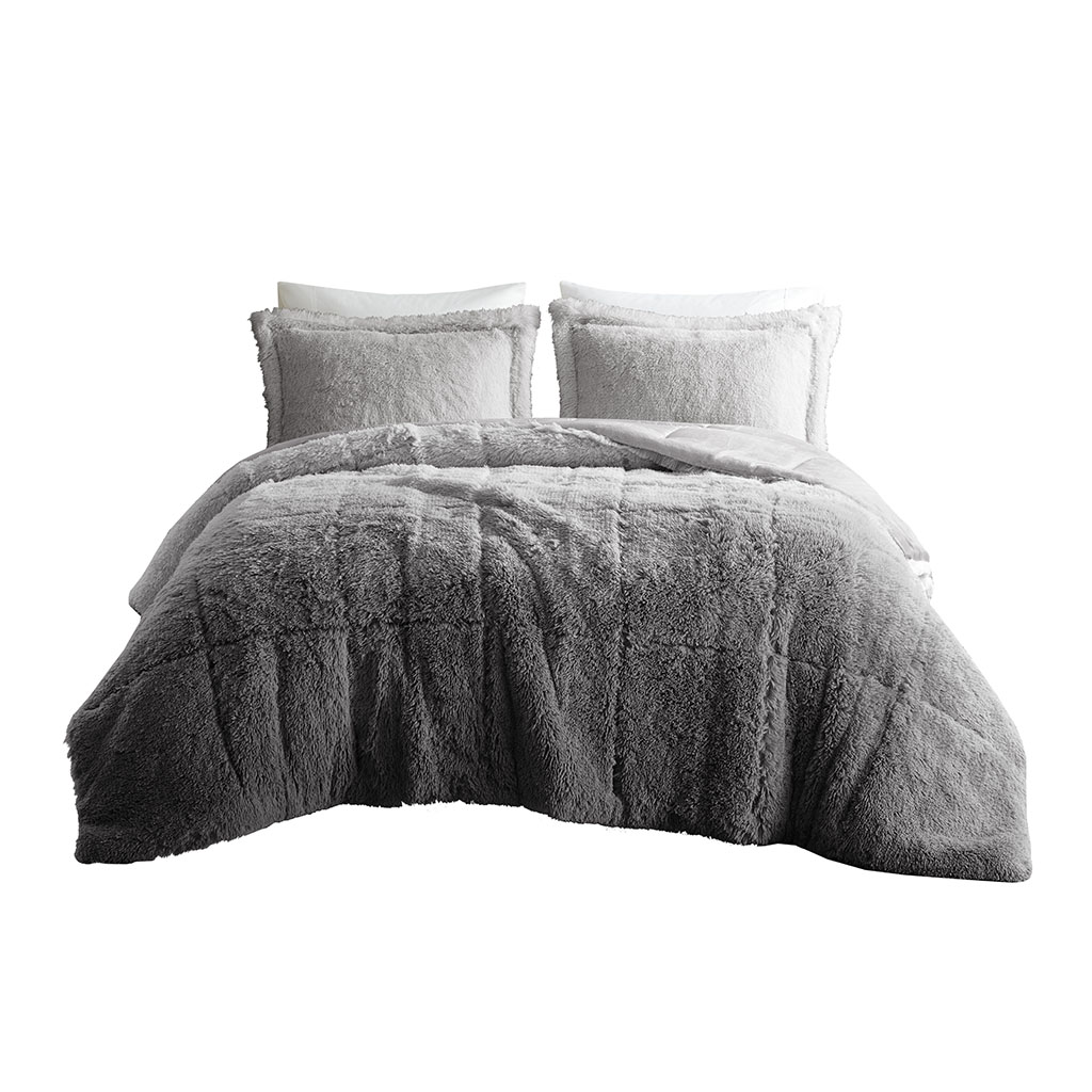 Brielle Ombre Shaggy Long Fur Comforter Mini Set