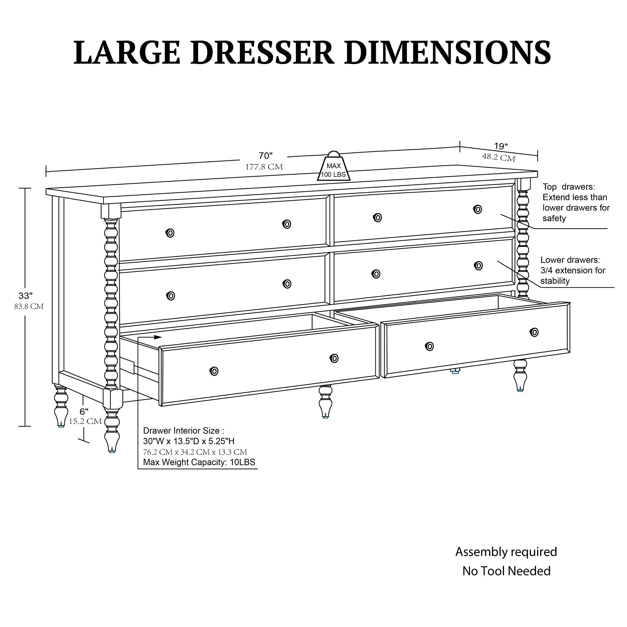 Beckett 6-drawer dresser (70″W)