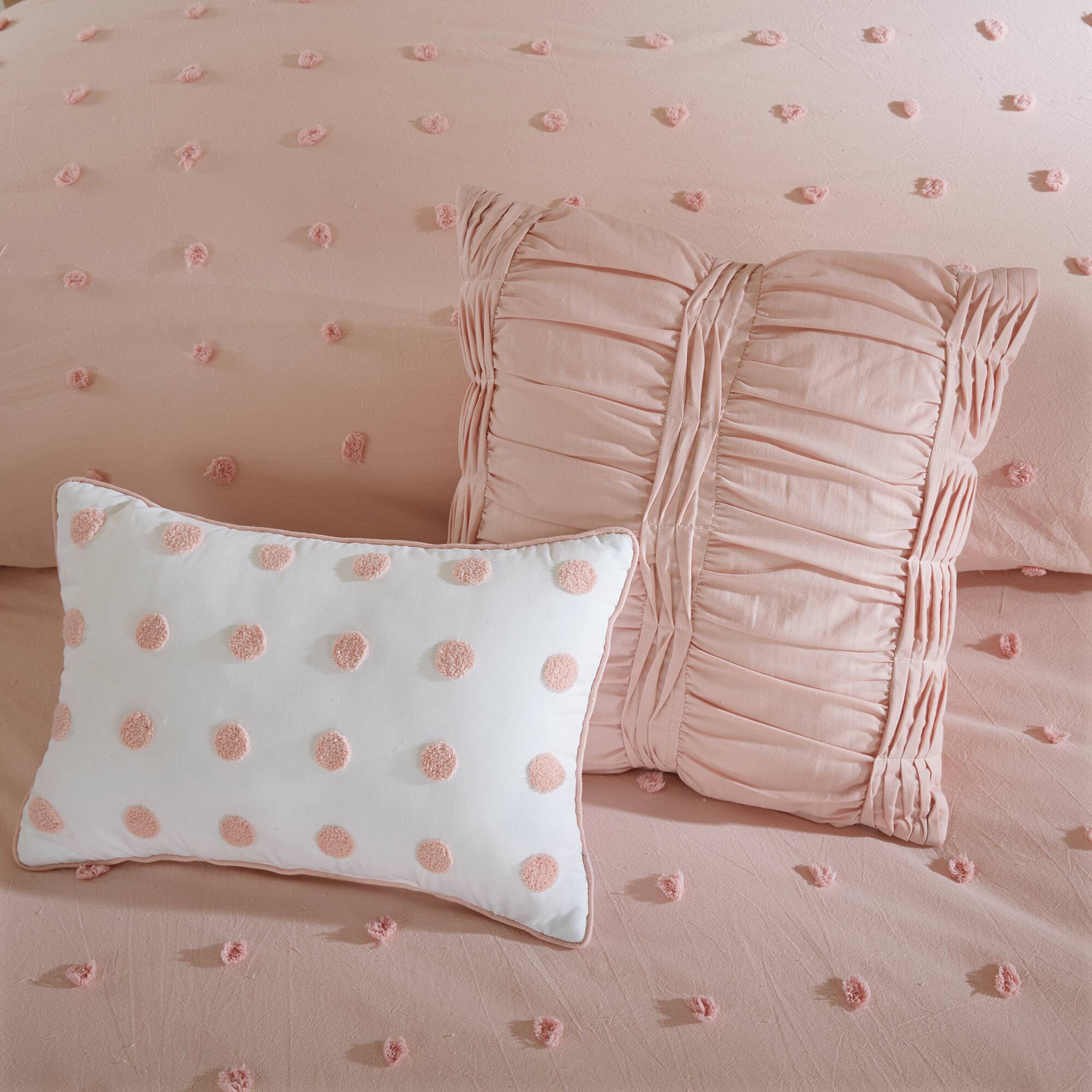 Brooklyn Cotton Jacquard Comforter Set with Euro Shams and Throw Pillows