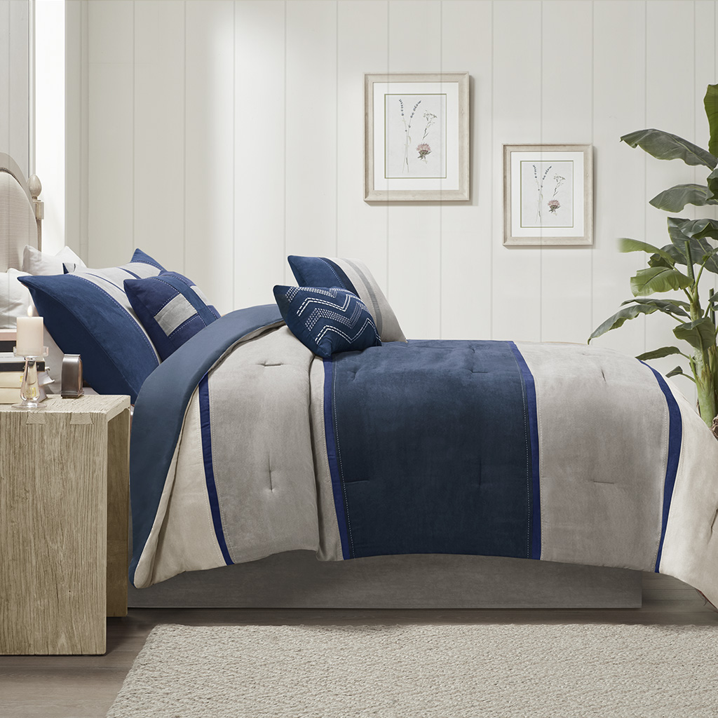 Palisades 7 Piece Faux Suede Comforter Set