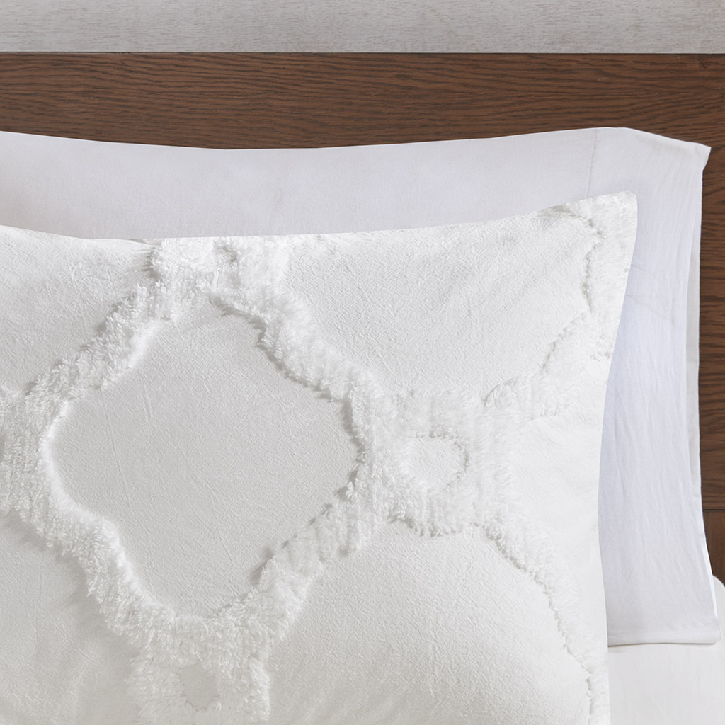Pacey 3 Piece Tufted Cotton Chenille Geometric Comforter Set
