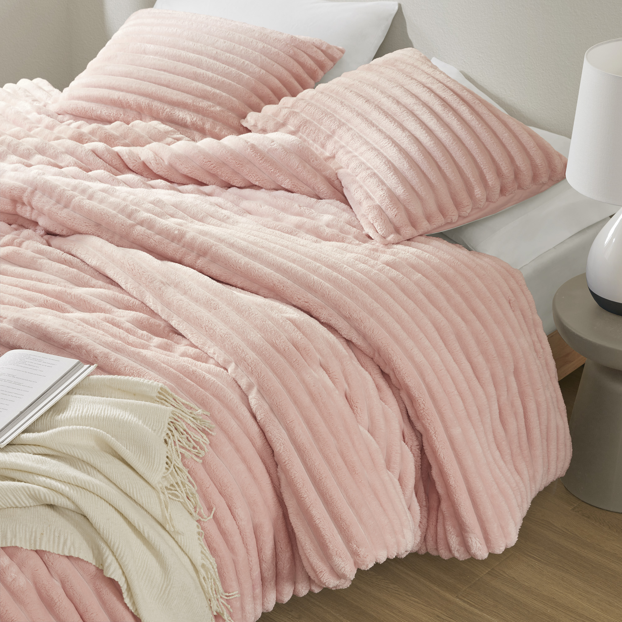 Avril Fluffy Ribbed Plush Comforter Set