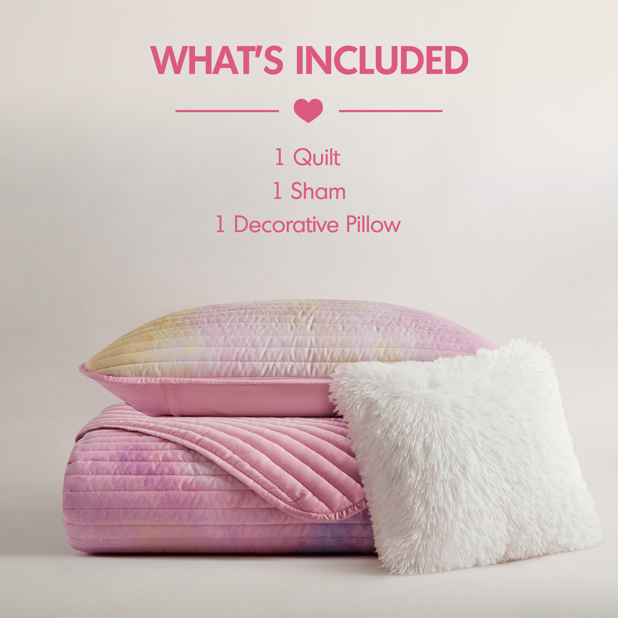 Cassiopeia Watercolor Tie Dye Printed Quilt Set with Throw Pillow