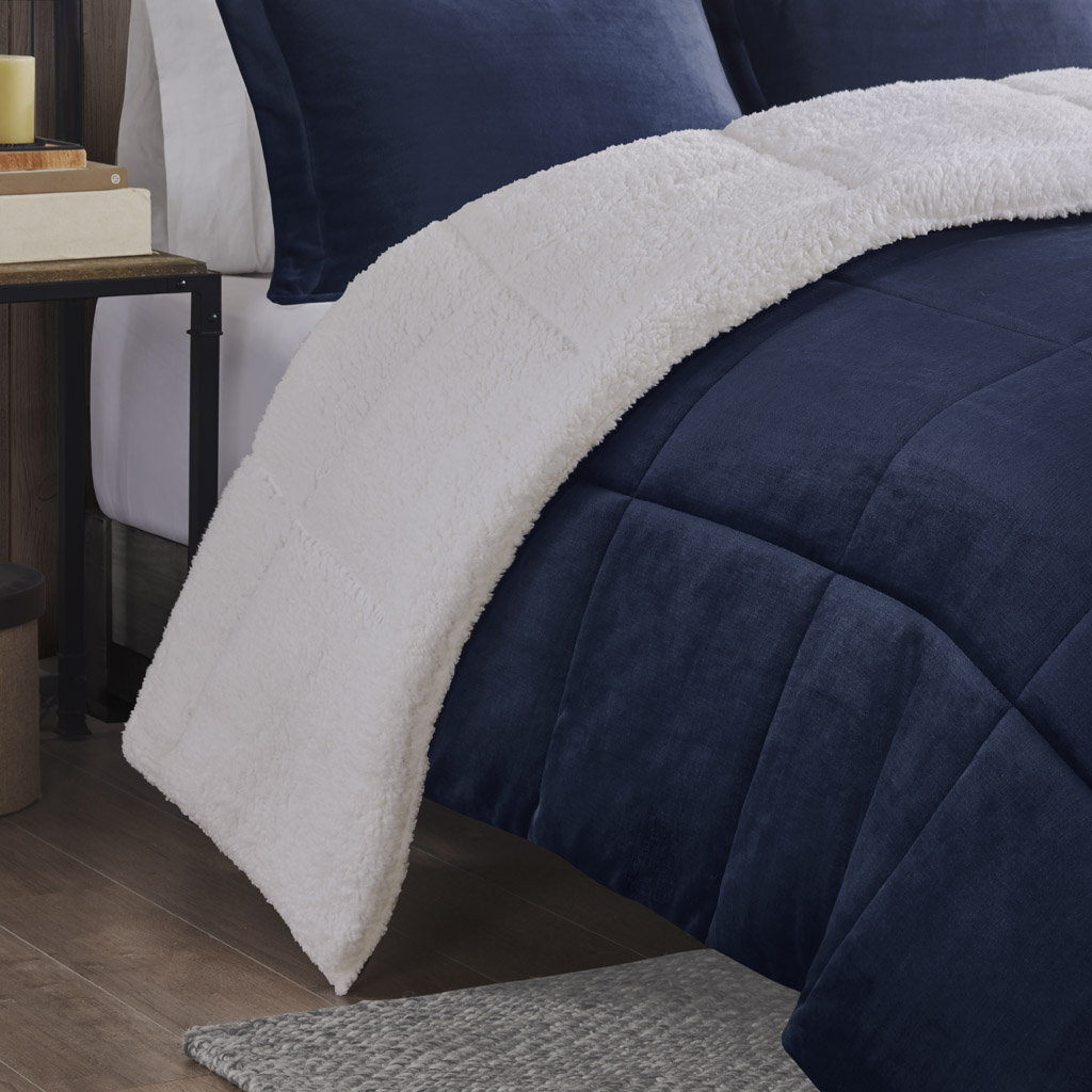 Alton Plush to Sherpa Down Alternative Comforter Set