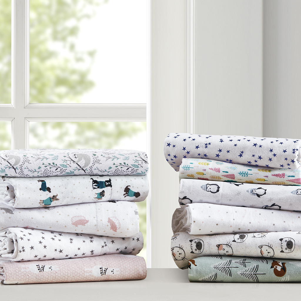 Cozy Soft Cotton Flannel Printed Sheet Set